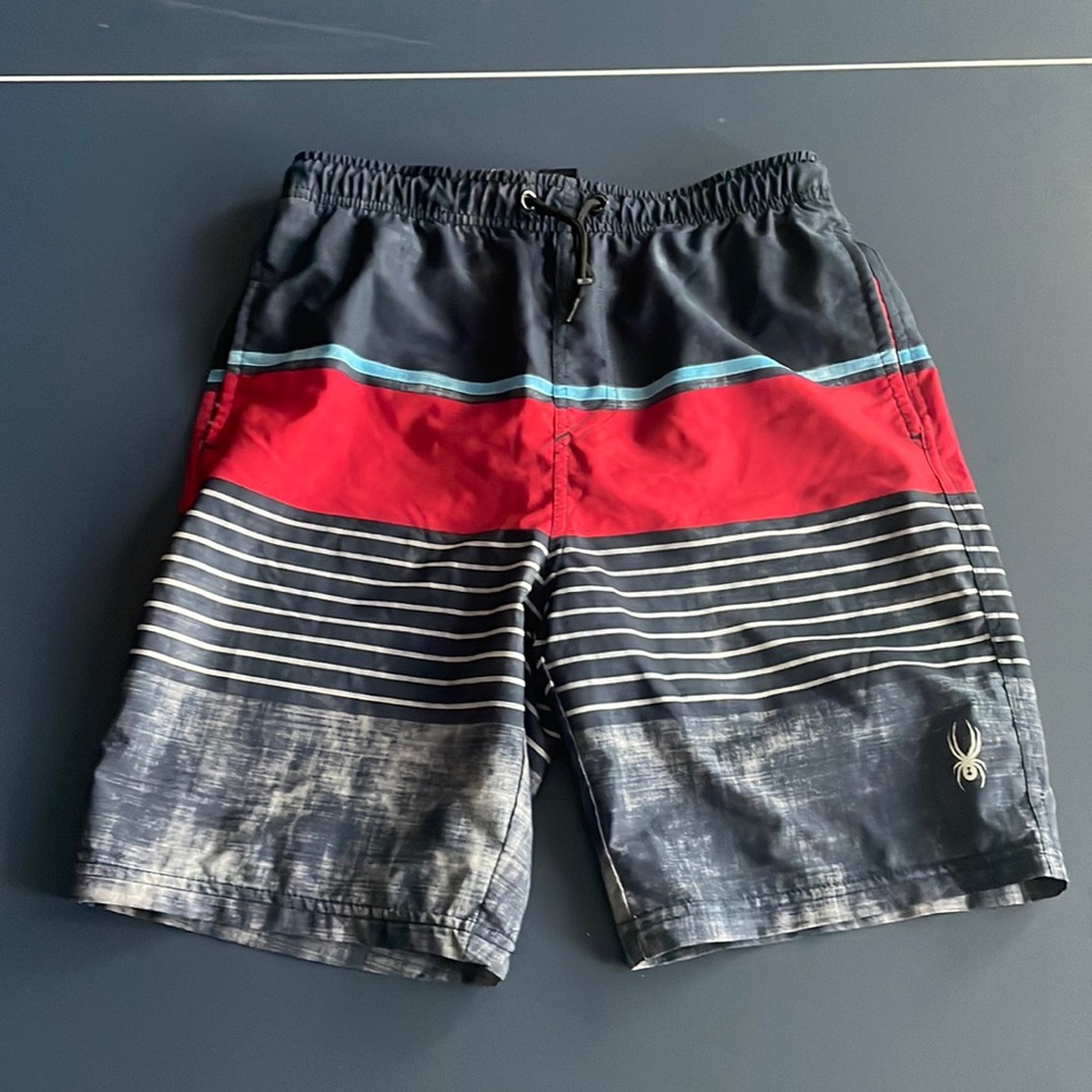 Spyder Swim Trunks - YL 14/16 - Blue & Red Stripe - Great Condition